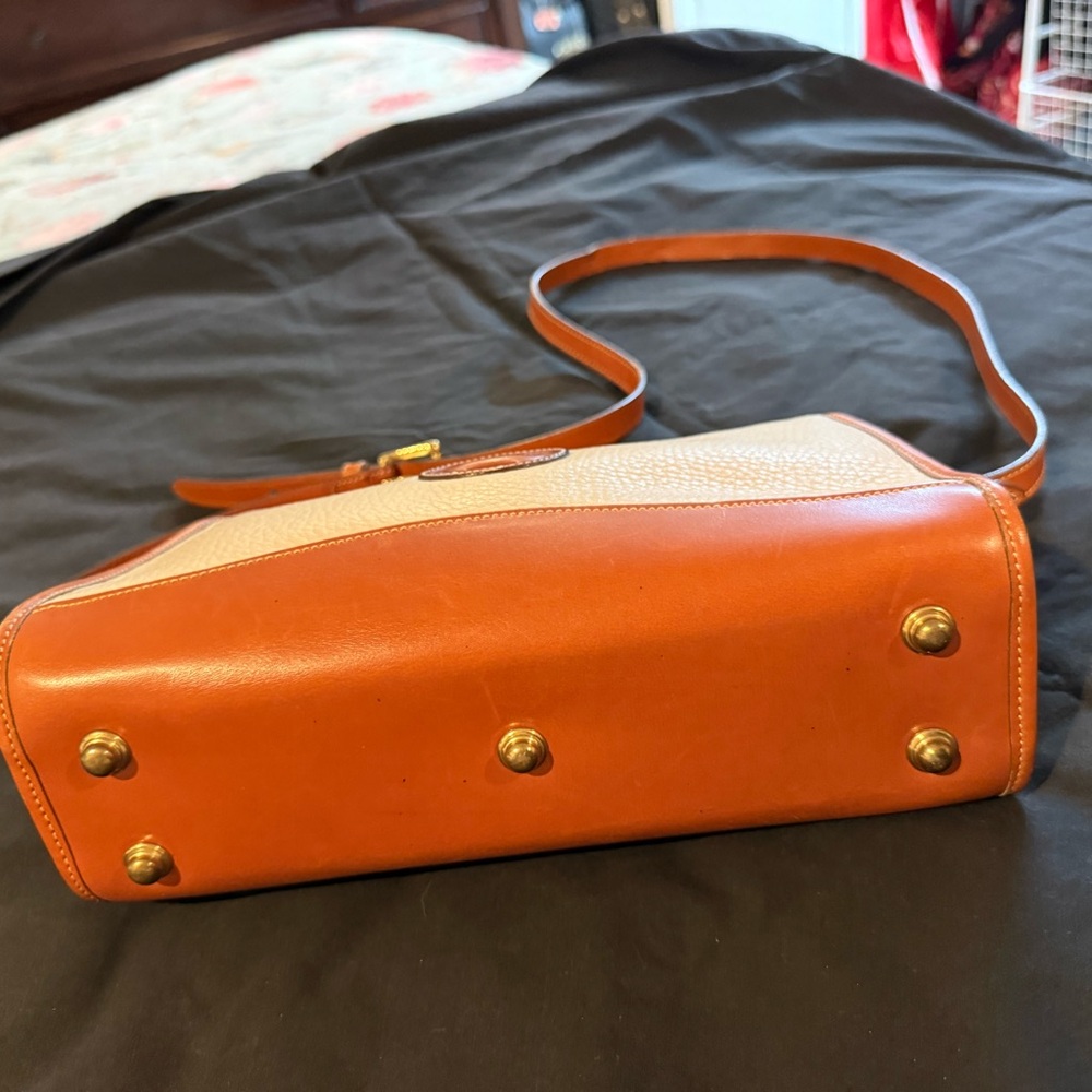 Dooney & Bourke Cream and Tan Pebbled Leather Crossbody - Picture 3 of 7
